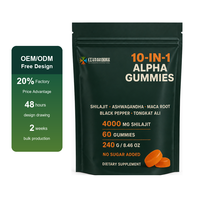 Gummies Alpha à Marque Blanche 10-en-1, Gummies au Shilajit, Gummies à l'Ashwagandha, Fabricant de Suppléments OEM ODM, Vente en Gros Personnalisée