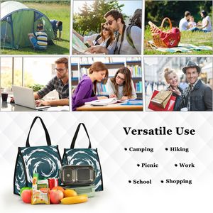 Sac à lunch isotherme personnalisé imprimé, sac isotherme à motif spiralé, sac de transport alimentaire réutilisable pour les repas quotidiens - Product Image 5