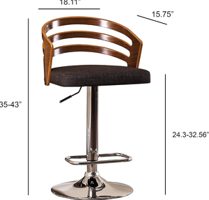 Modern Solid Wood <b>Back</b> Adjustable Swivel <b>Bar</b> <b>Stool</b> with Metal Base Lightweight Design for Home <b>Bar</b> & Dining - Product Image 2