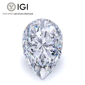 IGI Certified Pear Shape Loose Diamond 0.5ct 1ct 2ct 3 Carat DEF VVS2 CVD HPHT Diamond Lab Grown Diamond