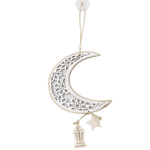 Nouvelle décoration du Ramadan, lune et étoile en bois, artisanat musulman, décoration de la maison, pendentif artisanal, décoration suspendue pour la fête de l'Aïd al-Fitr - Product Image 5