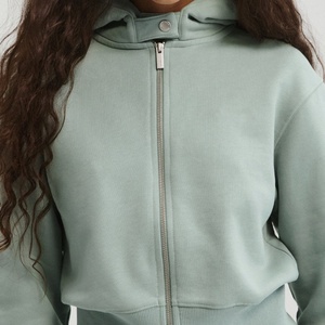 Sudadera con capucha personalizada con logo OEM, cierre completo, para mujer y unisex, de peso pesado, estilo oversize, informal, con estampado de letras - Product Image 3