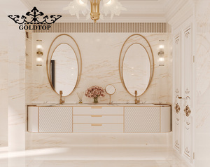 Goldtop Polished Thassos Rosso <b>Marble</b> Slabs Natural Stone Turkey for Indoor Use Vanity Top Bathroom Reception Desk Furniture - Product Image 2