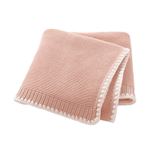 Mimixiong OEKO <span class=keywords><strong>TEX</strong></span> personnalisé bébé nom couverture tricotée 100% coton solide coquille pétoncle bord confortable doux bébé Swaddle literie - Product Image 1