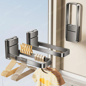 Perchero Plegable Invisible con Ventosa de Gran Sujeción, Doble Barra, Montaje en Pared sin Perforaciones, Color Gris Metálico, Personalizable - Product Image 2