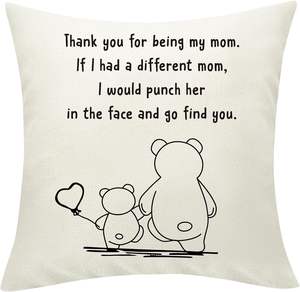 Mamma copricuscino regalo divertente festa della mamma mamma orso federa dalla figlia dal figlio cuscino decorativo di lino Cusas 18x18 pollici - Product Image 6