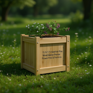 Jardinière carrée en bois de pin imprégné 15,7x15,7x15,7 cm, pot à fleurs rustique - Product Image 2