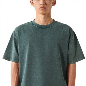 เสื้อยืดผู้ชายสไตล์วินเทจฟอกสีแบบแอซิดวอช ทรงโอเวอร์ไซส์ สตรีทแวร์ลำลอง - Product Image 1