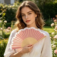 Vente Flash : Éventails Pliants en Bois de Bambou Peints, Style Romantique à Thème Floral, Marque Xhy, Logo Personnalisé, Durables, Décoration de Fêtes