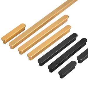 <b>Furniture</b> <b>Handle</b> Bar Aluminum Alloy Gold Black Cabinet Door Drawer Minimalist Durable A209 - Product Image 1