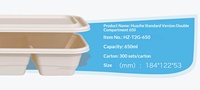 Premium kwaliteit maïszetmeel PP biologisch afbreekbare wegwerpmaaltijddoos deksel 650ml 750ml dubbele compartimenten voedselcontainer aangepaste logo