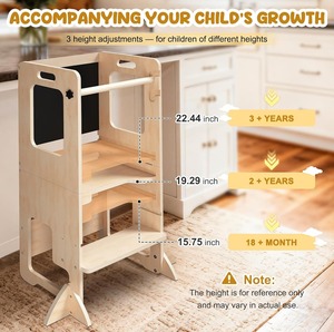 Toddler Kitchen <b>Step</b> <b>Stool</b>, Foldable Learning Standing Tower with Blackboard <b>Stool</b> for Ages 18 Months to 6 Years - Product Image 1