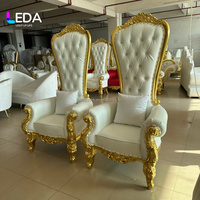 Chaise Trône LEDA Durable en Cuir PU pour Extérieur, Couleur Personnalisable, Dossier Haut, Cadre Or/Argent pour Hôtels, Mariages, Événements et Fêtes