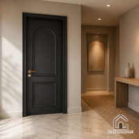 Ensemble de porte intérieure en bois XINGRUO avec cadre, panneau cintré, noir mat, simple battant, poignée dorée, taille personnalisée pour villa et appartement