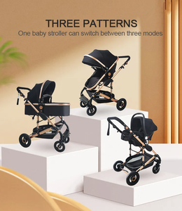 Poussette Bébé 3-en-1 <span class=keywords><strong>Luxe</strong></span> Pliable Haute Vue avec Siège <span class=keywords><strong>Auto</strong></span> <span class=keywords><strong>2</strong></span>-en-1, Conception Alliage d'Aluminium, Position Assise et Allongée - Product Image 2