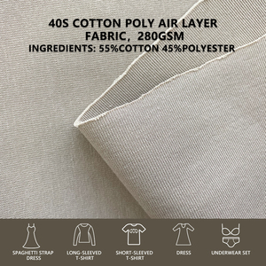 Tissu en coton et polyester 40S, couche d'air, largeur 185 cm, 280 g/m², tricot épais et chaud pour sweats à capuche et vêtements d'hiver - Product Image 2