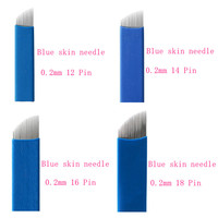 Aiguille de tatouage manuelle bleue 0,2 mm à lame permanente pour tatouage et microblading, options multicolores