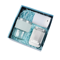 Support de téléphone humidificateur, tasses à paille, aromathérapie, ensemble cadeau d'affaires en acier inoxydable bleu pour le bureau et les remises de diplômes