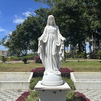 Sculpture en pierre de taille réelle sculptée à la main en plein air, statues de la Vierge Marie en marbre blanc catholique, statues religieuses de la Vierge Marie en marbre