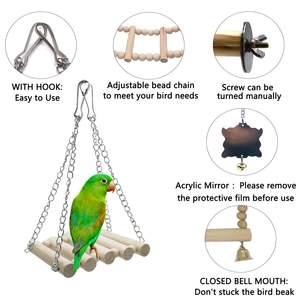 Juguete Ecológico para Pájaros, Escalera, Anillo de Madera, Columpio, Espejo, Piel de Tigre, Peonía, Loro, para Morder y Roer - Product Image 3