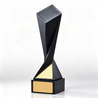 Trofeo de Resina Personalizado OEM ODM, Trofeo de Metal con Base de Mármol Negro para Regalo de Ceremonia Anual de la Empresa