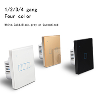 Interruptor de Luz Inteligente Táctil de Pared WiFi Tuya Estándar RU UE 1 2 3 4 Canales 86*86mm 220V Cristal Templado Compatible con Alexa para Smart Home