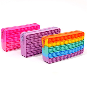 Pop Pencil Case Pouch Fidget Simple Sensory Silicone Bubble Toy <b>Stationery</b> Storage Bag Decompression Toys School Season <b>Gifts</b> - Product Image 1
