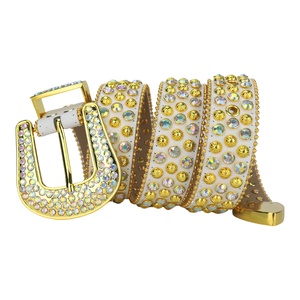 Cinturón brillante <span class=keywords><strong>con</strong></span> tachuelas <span class=keywords><strong>para</strong></span> <span class=keywords><strong>hombre</strong></span>, correa de cuero sintético <span class=keywords><strong>con</strong></span> <span class=keywords><strong>diamantes</strong></span> de imitación, estilo vaquero - Product Image 5