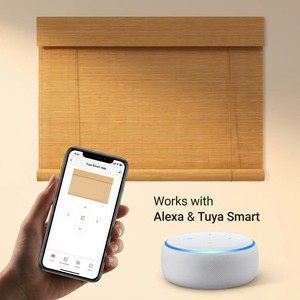 Tende a Rullo <span class=keywords><strong>in</strong></span> Bambù Naturale Motorizzate JSL con Telecomando, Filtranti e Durevoli, Eco-Friendly - Product Image 1