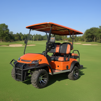 Nouveau modèle de voiturette de golf électrique intelligente à 4 places, couleur orange, pour le tourisme et la chasse, avec port de charge USB