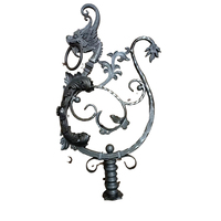 Marco de Lujo con Hojas Doradas, para Interiores y Exteriores, con Grabado de Cuervo, Pájaro, Rostro de Sol, Flor y Pez, en Metal de Bronce y Hierro Forjado, Estilo Moderno Contemporáneo