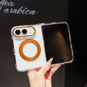 เคสโทรศัพท์แบบพับได้ใสสำหรับ iPhone 18 Fold พร้อมขาตั้งโลหะหมุนได้ 360 องศา รองรับการชาร์จไร้สายแบบแม่เหล็ก ป้องกันการกระแทก - Product Image 1