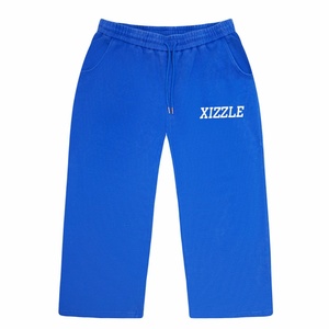 Ensemble de survêtement décontracté bleu confortable avec logo personnalisé, comprenant un sweat à capuche zippé en maille gaufrée surdimensionné et un pantalon de jogging - Product Image 3