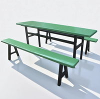 Ensemble de table à manger moderne 6 places avec structure en fibre de verre et métal, mobilier de cantine avec bancs pour l'école et les repas en extérieur