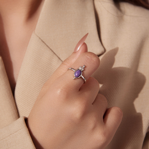Vintage <b>Silver</b> Plated <b>Amethyst</b> <b>Ring</b> With Snake Design Oval Gemstone Unisex Daily Wear Gift Jewelry - Product Image 5