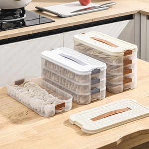 Dumpling Box Multi Layer <b>Stackable</b> Airtight Freshness Preservation Fridge Food <b>Storage</b> <b>Container</b> Plastic Rectangle Clip On Lid - Product Image 3