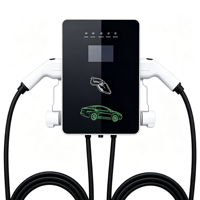 Borne de recharge murale double pour VE, station de charge murale avec deux câbles Type 2, écran LCD pour usage domestique et commercial
