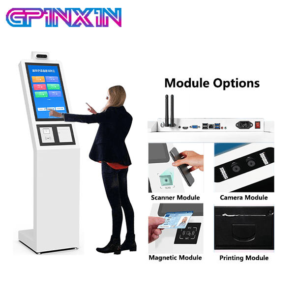 17"-43" Multi Size Vertical Touch Screen Queue Management Kiosk with 80mm Thermal Printer Android Windows OS