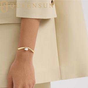 Queensun IGI 18K vàng Pear cut phòng thí nghiệm kim cương bạch kim mạ 10g màu D sang trọng của phụ nữ Vòng đeo tay - Product Image 3