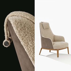 Ensemble de 2 fauteuils de lecture modernes en cuir et tissu Ensemble de luxe rembourré en bois à dossier haut gris blanc - Product Image 3