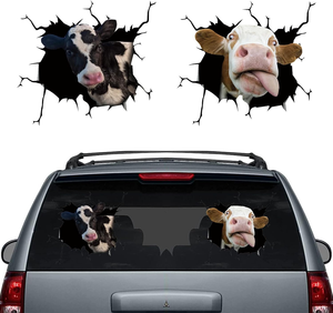 Pegatinas de vaca para coche, calcomanías de animales para coche, 2 unidades, pegatinas estáticas de vinilo para ventana de vaca, decoración realista impermeable para camión, granja y auto - Product Image 1