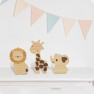 Décorations d'animaux en bois, lot de plusieurs pièces, bois massif, style scandinave, décoration de chambre à coucher, chambre d'enfant - Product Image 2