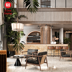 Mobilier de design intérieur d'hôtel haut de gamme moderne, salle à manger et espace d'attente élégants et personnalisés avec vitrines LED - Product Image 2