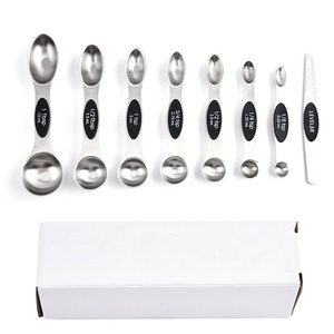 Ensemble de 8 cuillères à mesurer magnétiques en acier inoxydable avec niveleur, tasses et cuillères à mesurer empilables pour la cuisine et la pâtisserie - Product Image 2