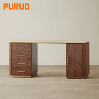 Bureau d'ordinateur exécutif en bois de luxe moderne avec rangement, design modulaire écologique et fonctionnalités ergonomiques pour usage professionnel en bureau