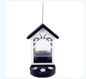 Mangeoires à oiseaux Oniya en fer thermolaqué avec 6 ports d'abreuvement et barrière anti-fourmis intégrée, mangeoire à oiseaux suspendue pour l'extérieur - Product Image 3