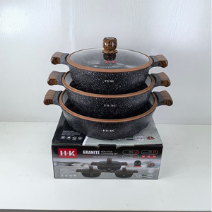 Modern Design Non-Stick Panela De Sopa De Alumínio <span class=keywords><strong>6</strong></span>-Piece Set 32-36-40cm Big Granito Caçarola Panelas com Tampa De Vidro New Kitchen Wares - Product Image 3
