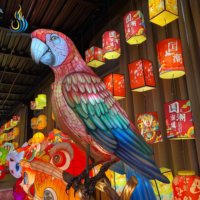 Lanterne en soie traditionnelle chinoise, lanterne réaliste en forme de perroquet, animal pour la décoration des festivals et l'éclairage des parcs