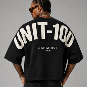 Individuell Bedrucktes Logo Oversized Gym <span class=keywords><strong>T</strong></span>-Shirt für Herren Schwere Baumwolle Einfarbiges Sport-<span class=keywords><strong>T</strong></span>-Shirt Großhandel OEM Bulk - Product Image 3