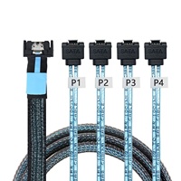 Kabel Breakout SlimSAS SFF-8654 4i ke 4Port SATA 1M untuk Server Internal HDD SSD Storage Y-Cable